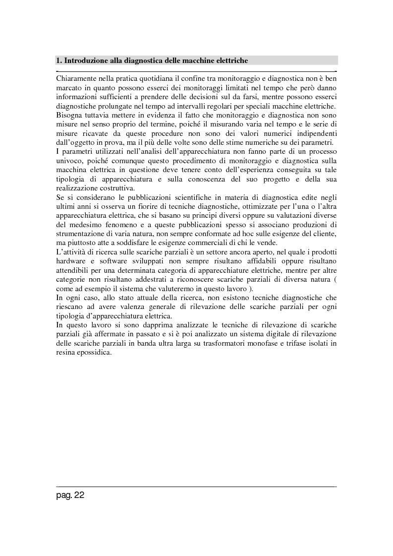 Anteprima della tesi: Sistema digitale per il rilievo delle scariche parziali in banda ultra larga in trasformatori isolati in resina epossidica, Pagina 2
