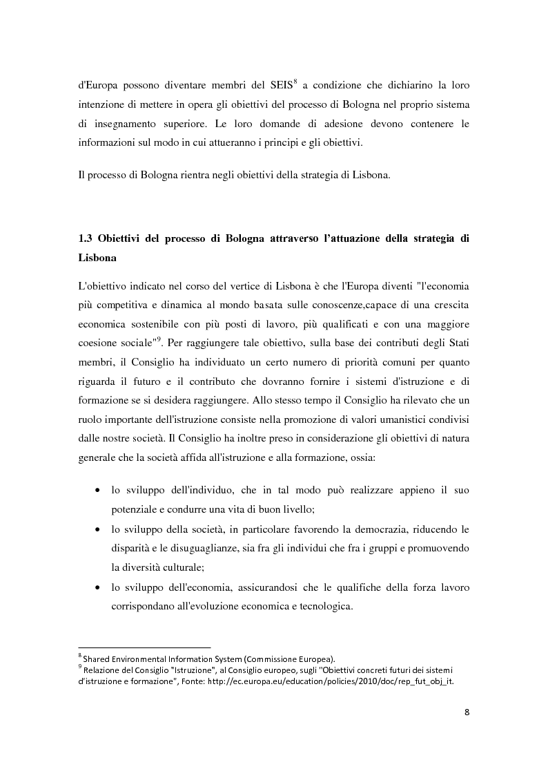 Estratto dalla tesi: Accesso all'istruzione terziaria dopo il processo di Bologna