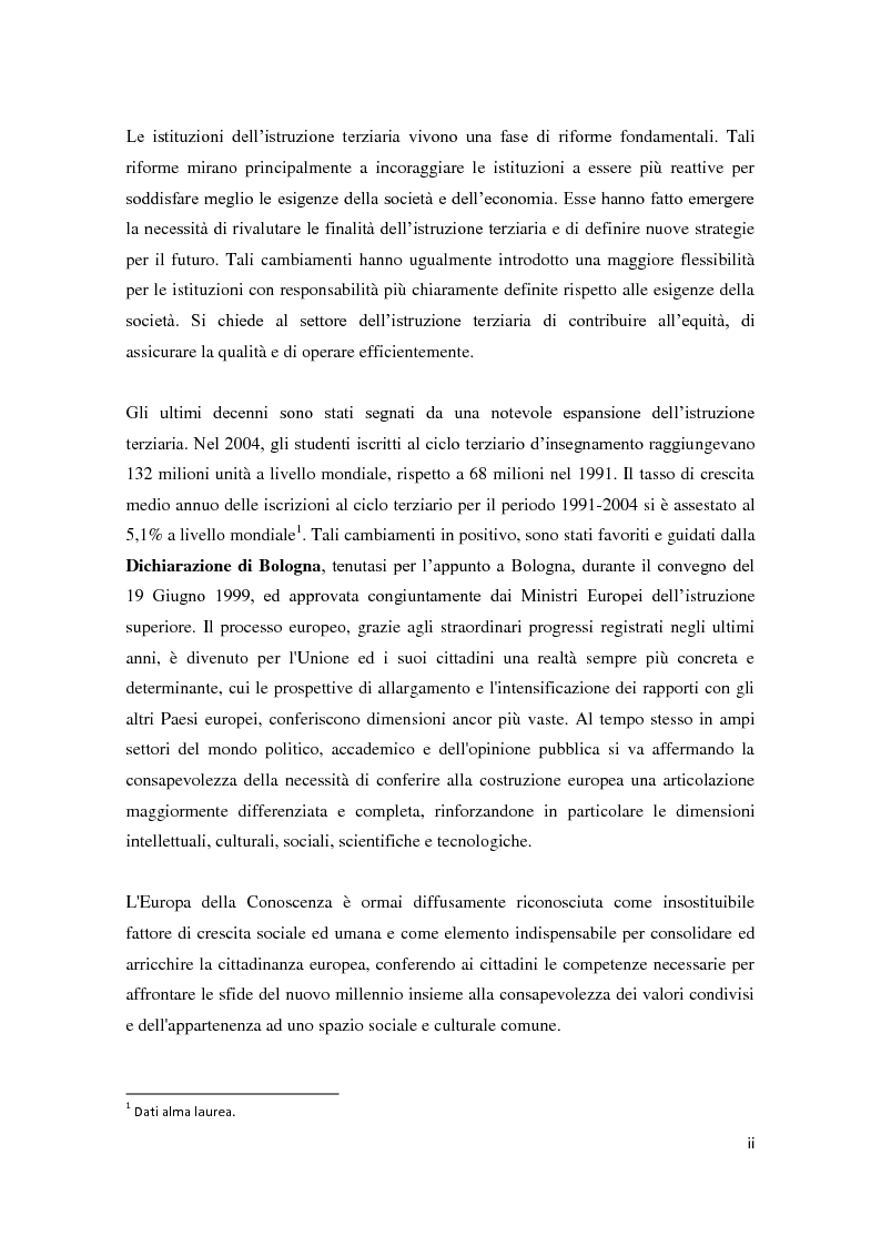 Anteprima della tesi: Accesso all'istruzione terziaria dopo il processo di Bologna, Pagina 2