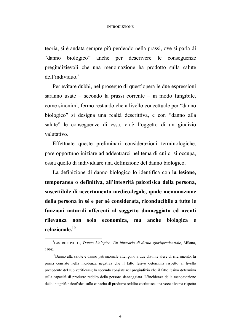 Anteprima della tesi: L'evoluzione del danno biologico nella giurisprudenza, Pagina 4