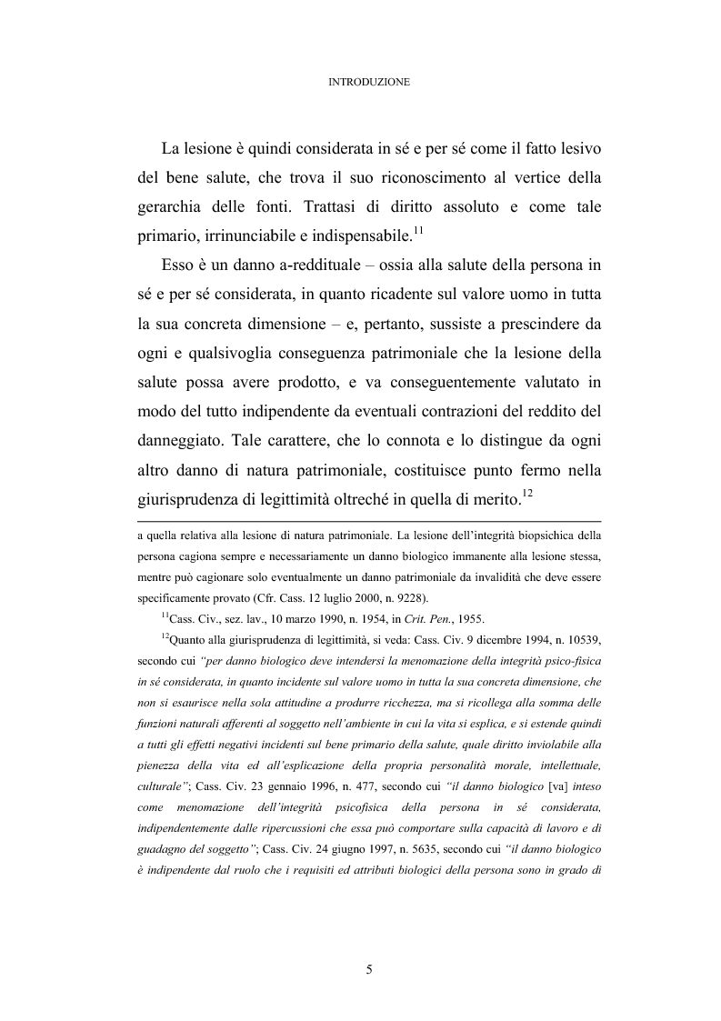 Anteprima della tesi: L'evoluzione del danno biologico nella giurisprudenza, Pagina 5