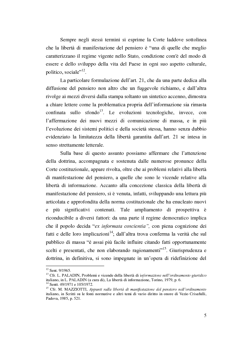 Anteprima della tesi: I principi costituzionali in materia radiotelevisiva. Dal monopolio radiotelevisivo al pluralismo., Pagina 5