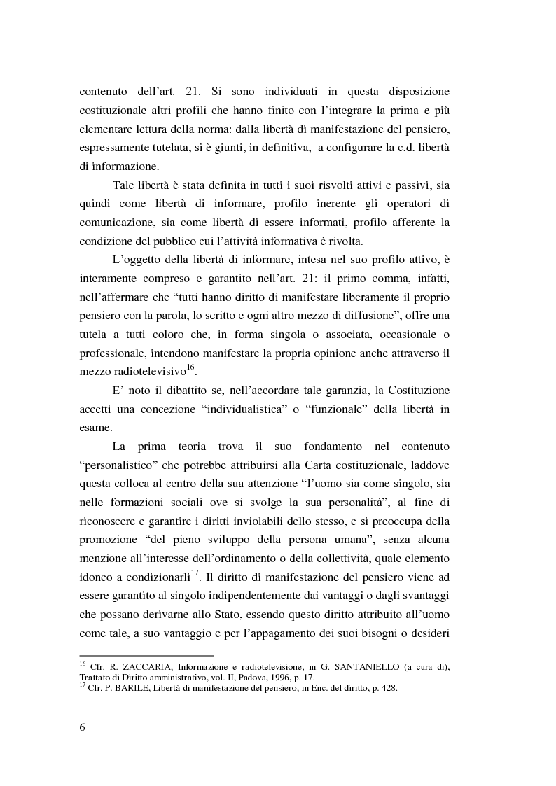 Anteprima della tesi: I principi costituzionali in materia radiotelevisiva. Dal monopolio radiotelevisivo al pluralismo., Pagina 6