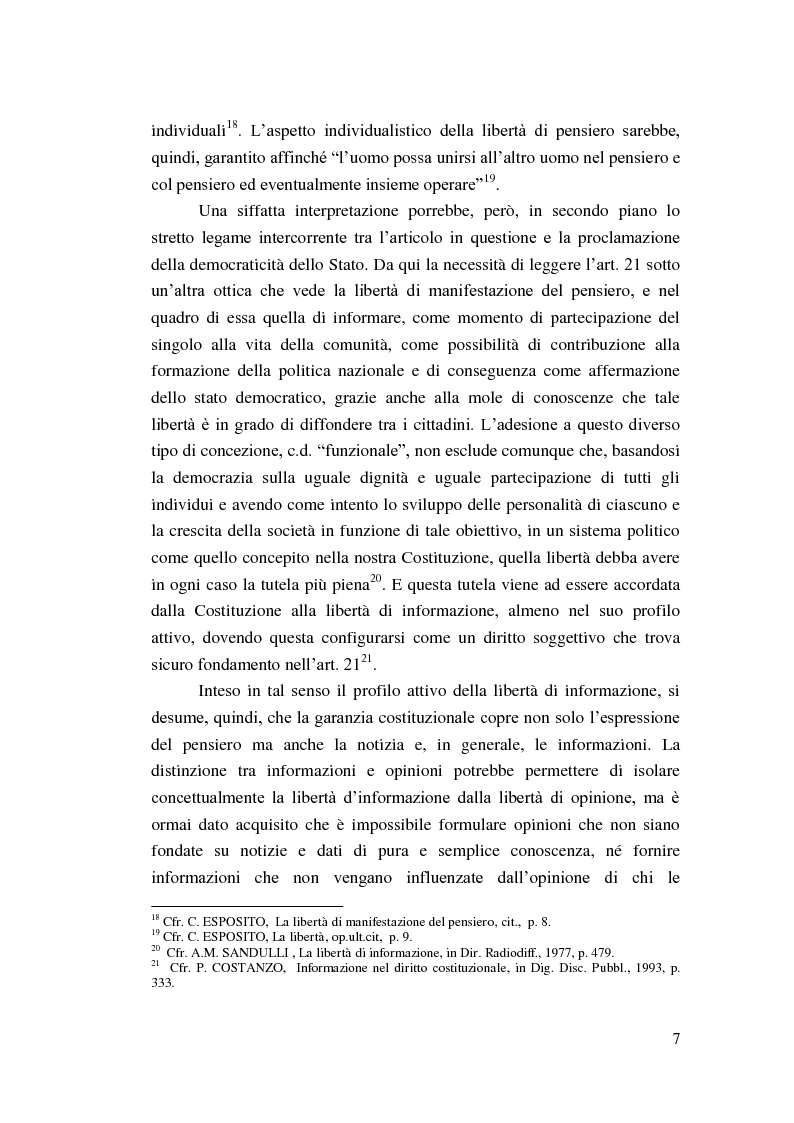 Anteprima della tesi: I principi costituzionali in materia radiotelevisiva. Dal monopolio radiotelevisivo al pluralismo., Pagina 7