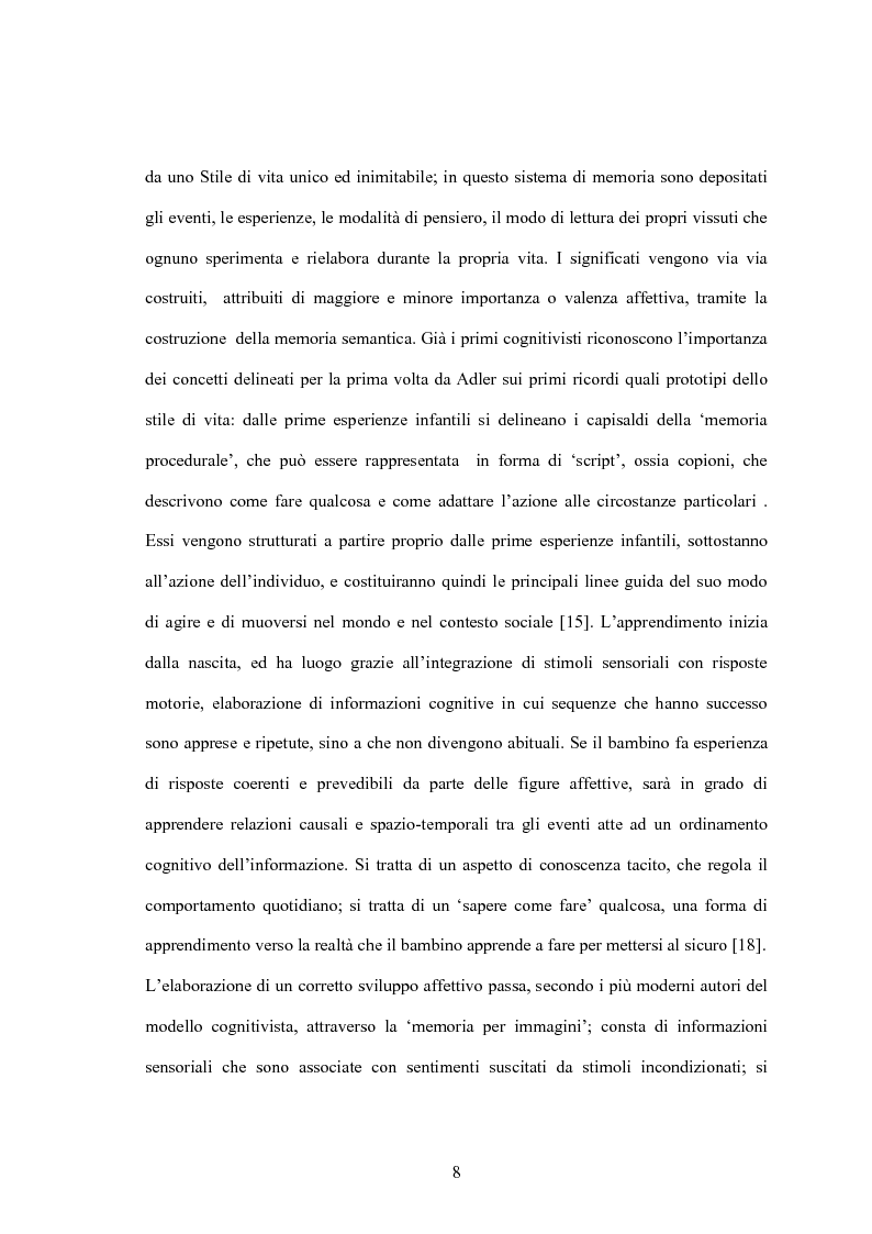 Anteprima della tesi: Primi ricordi e attacchi di panico: il caso di Linda, Pagina 8