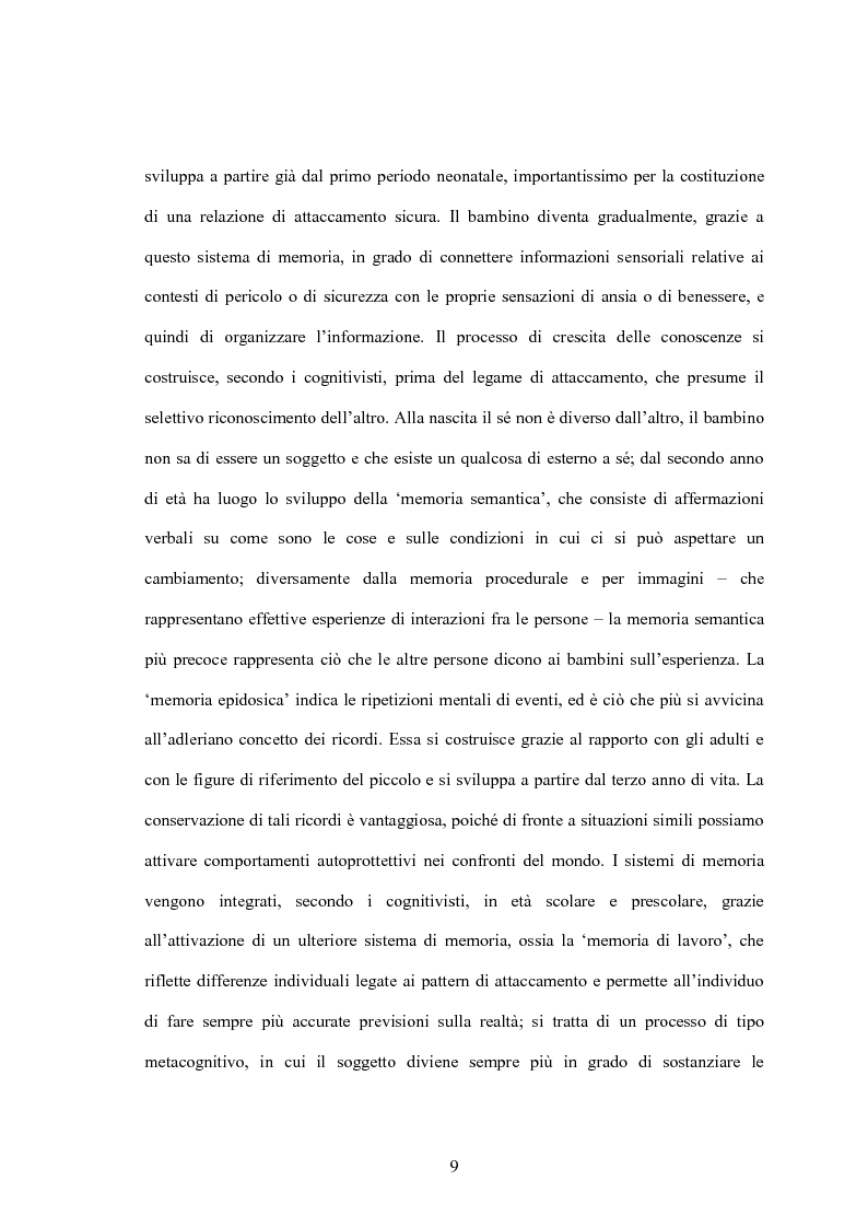 Anteprima della tesi: Primi ricordi e attacchi di panico: il caso di Linda, Pagina 9