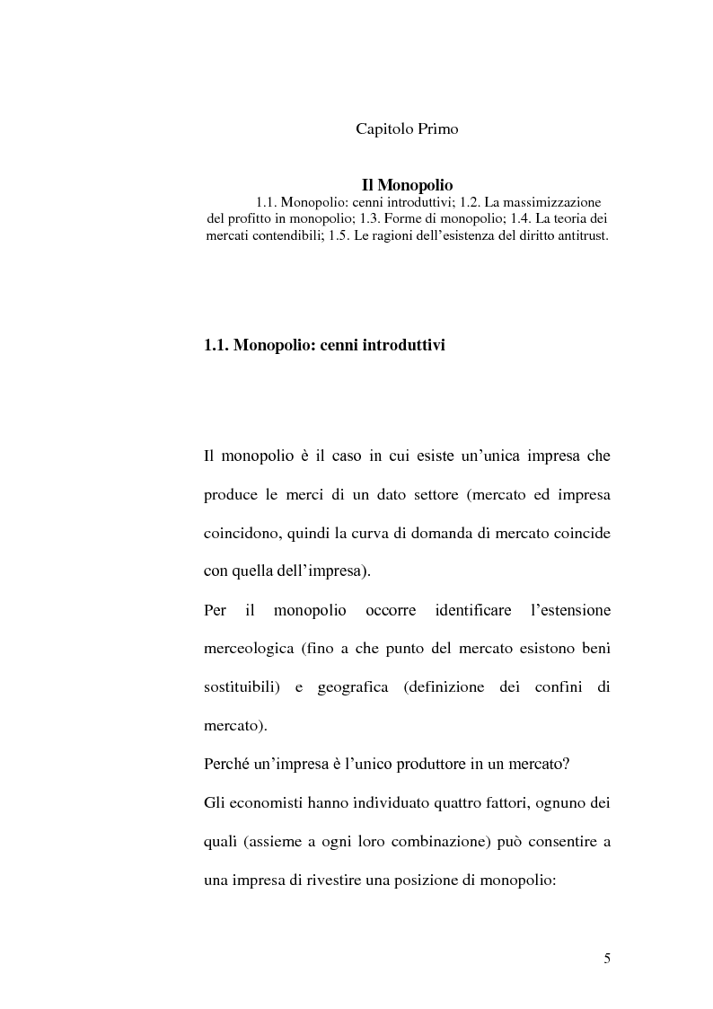 Anteprima della tesi: La politica della concorrenza nell'esperienza italiana, Pagina 5