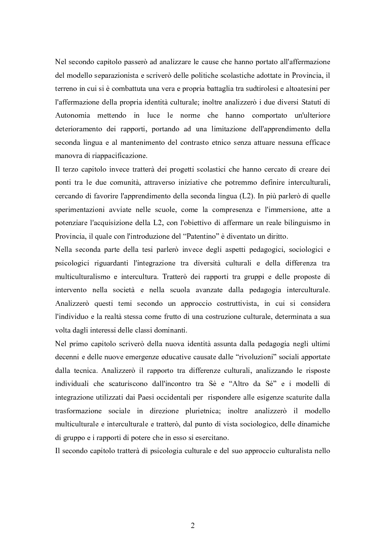 Anteprima della tesi: Analisi storico-pedagogica del multiculturalismo nella Provincia autonoma di Bolzano-Alto Adige/Suedtirol, Pagina 2