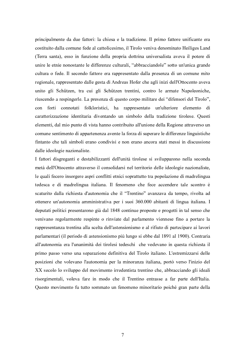 Anteprima della tesi: Analisi storico-pedagogica del multiculturalismo nella Provincia autonoma di Bolzano-Alto Adige/Suedtirol, Pagina 7