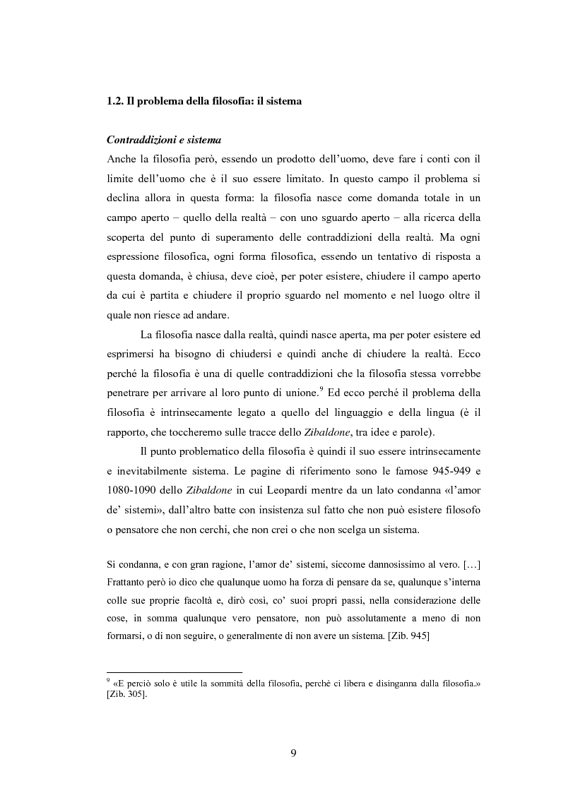 Anteprima della tesi: Attraverso Leopardi: filosofia e poesia vie di conoscenza, Pagina 7