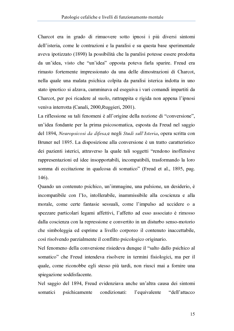 Anteprima della tesi: Patologie cefalgiche e livelli di funzionamento mentale. Uno studio empirico., Pagina 11