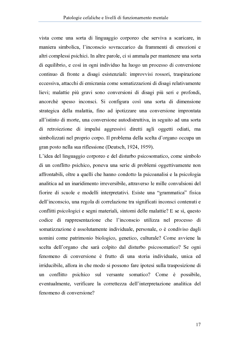 Anteprima della tesi: Patologie cefalgiche e livelli di funzionamento mentale. Uno studio empirico., Pagina 13
