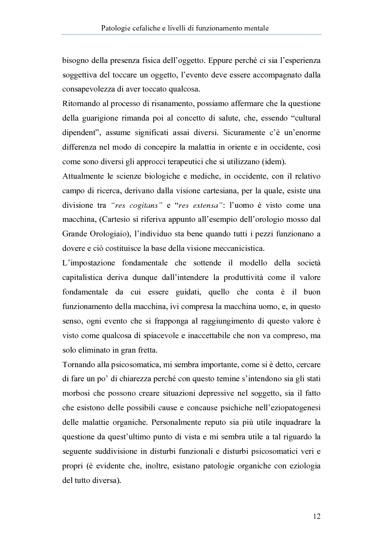 Anteprima della tesi: Patologie cefalgiche e livelli di funzionamento mentale. Uno studio empirico., Pagina 8