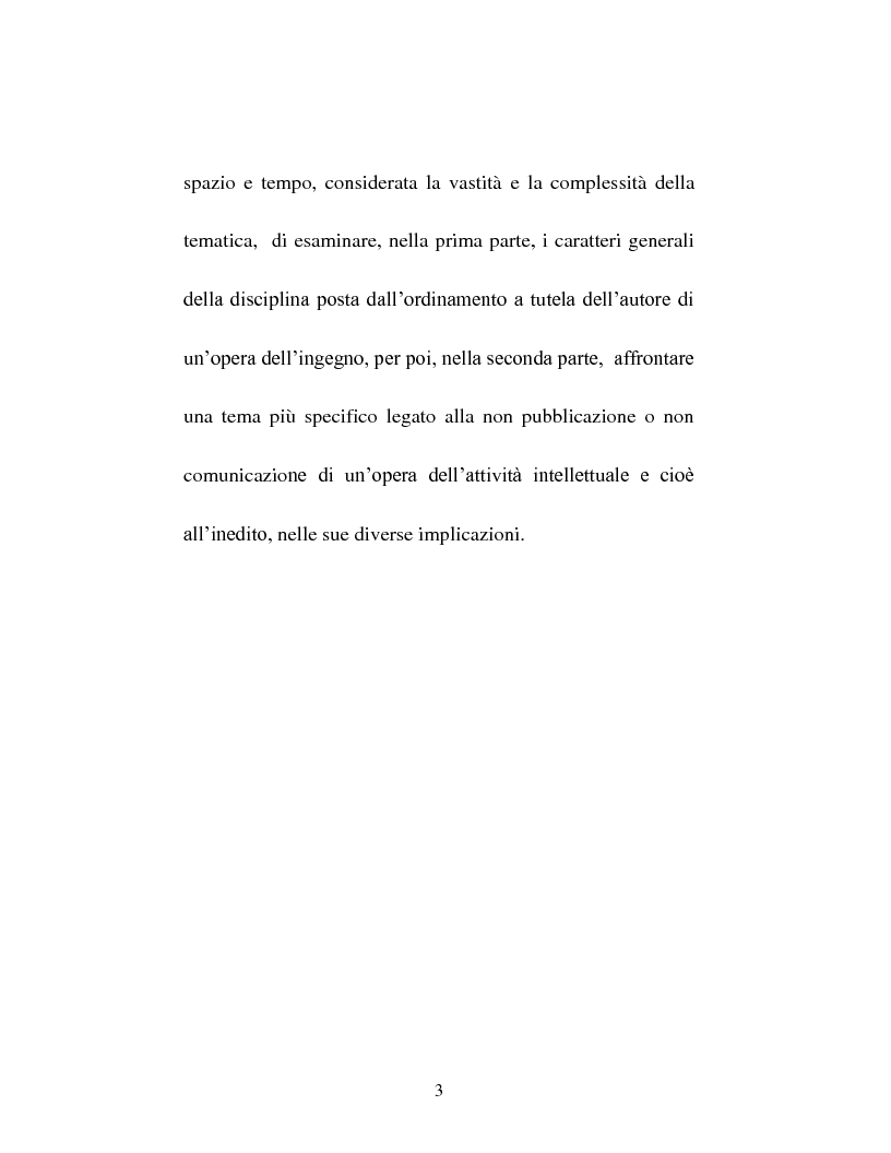 Anteprima della tesi: Il diritto d'autore tra pubblicazione ed inedito, Pagina 3