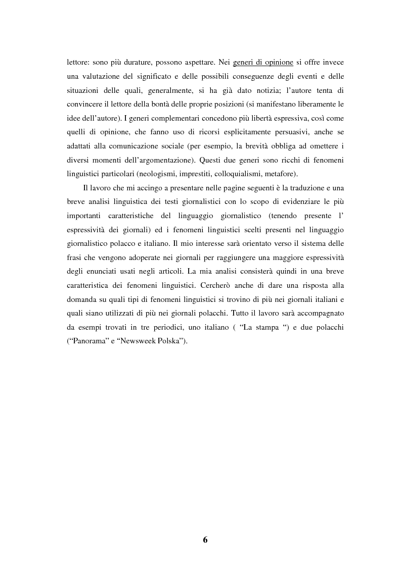 Anteprima della tesi: Traduzione e analisi linguistica di testi giornalistici. Problemi scelti., Pagina 3