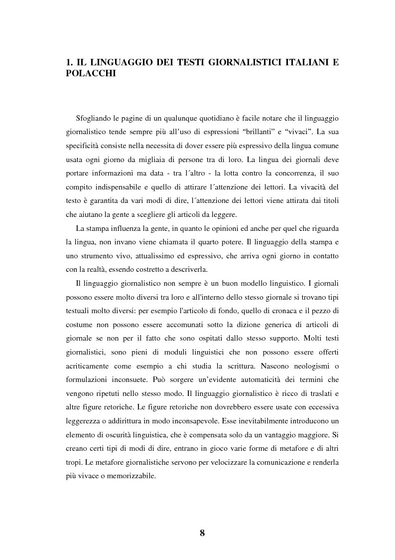 Anteprima della tesi: Traduzione e analisi linguistica di testi giornalistici. Problemi scelti., Pagina 5