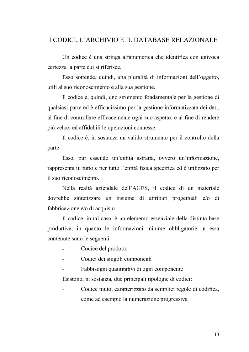 Anteprima della tesi: Processo di razionalizzazione del sistema di codifica dei materiali in Ages S.p.A., Pagina 6
