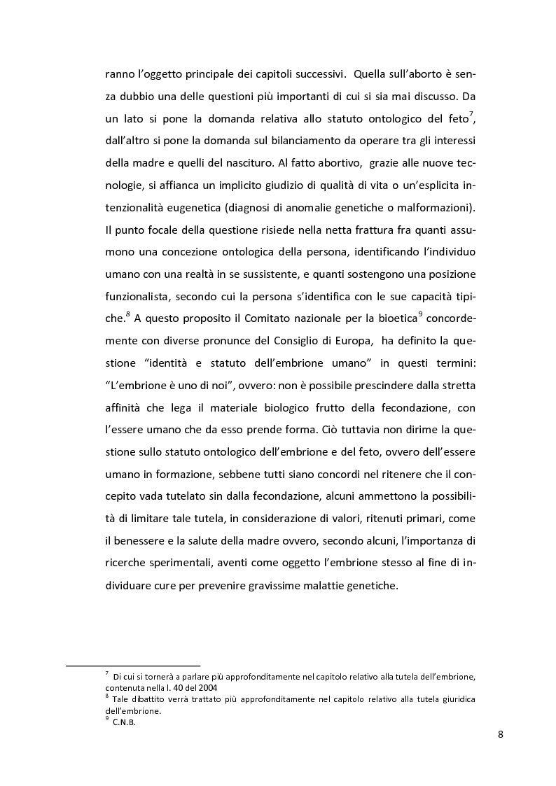 Anteprima della tesi: Lo statuto giuridico dell'embrione nella legge 40/2004, Pagina 8
