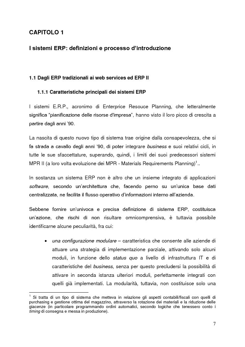 Anteprima della tesi: L’introduzione di un ERP per conquistare la leadership in un settore: studio di un caso empirico, Pagina 2