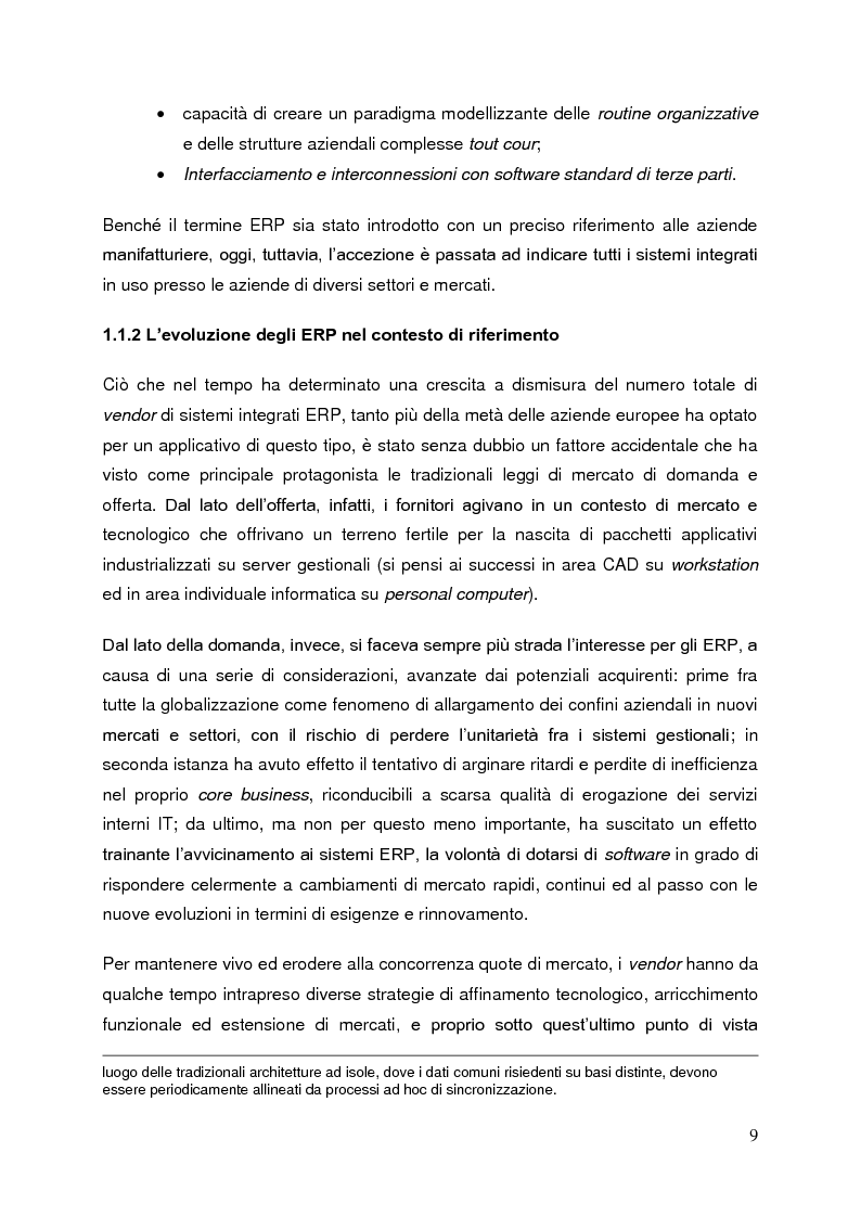 Anteprima della tesi: L’introduzione di un ERP per conquistare la leadership in un settore: studio di un caso empirico, Pagina 4