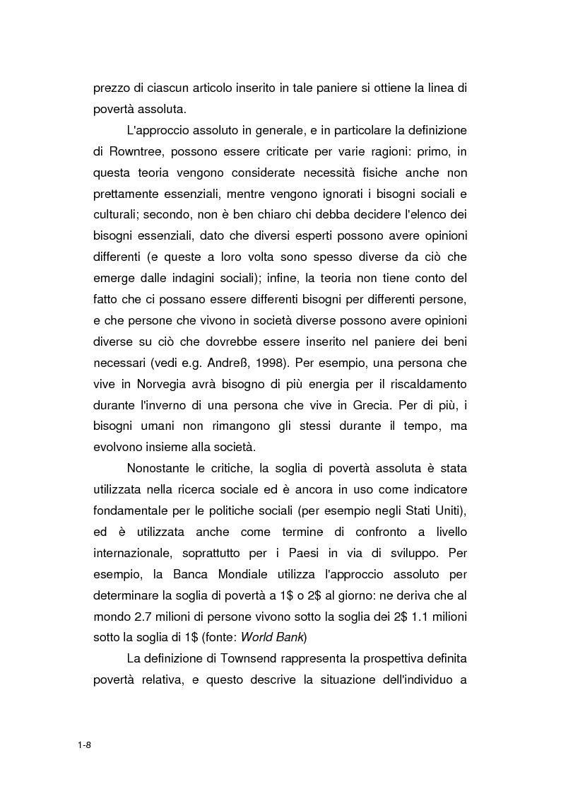 Anteprima della tesi: Analisi della povertà in Italia e in Europa. Indagini e statistiche., Pagina 6