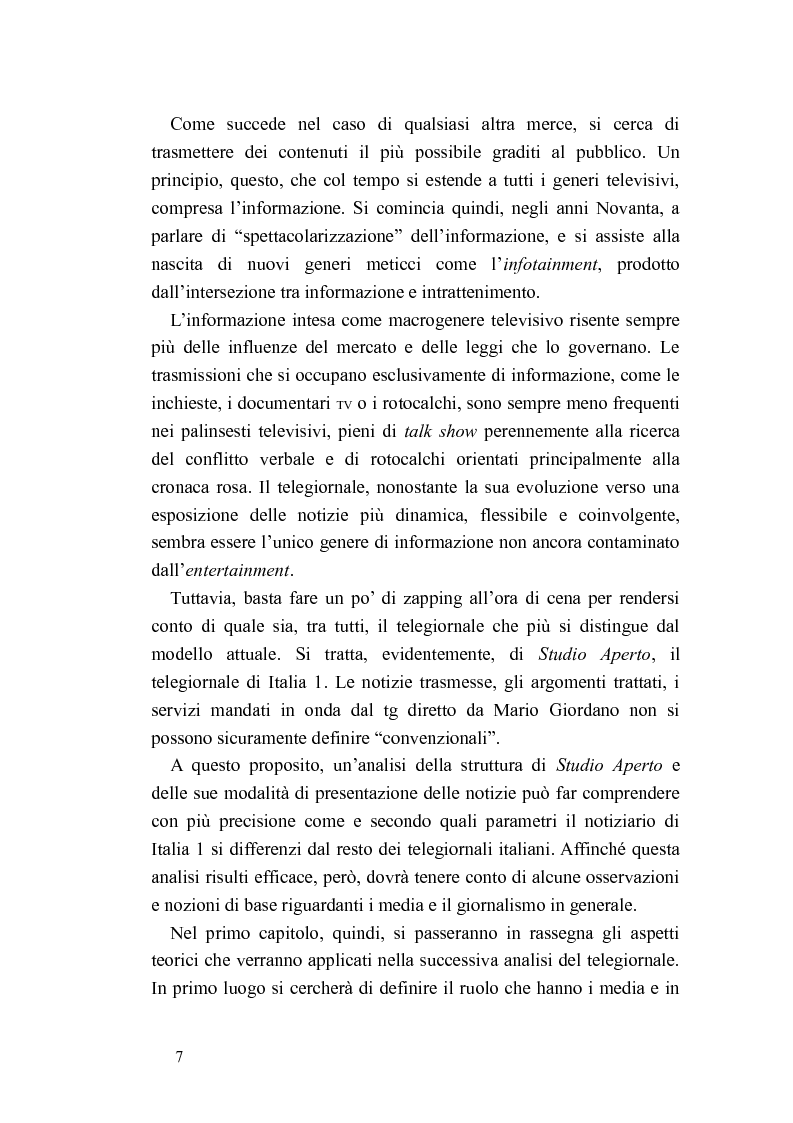 Anteprima della tesi: La spettacolarizzazione dell'informazione: il caso di Studio Aperto, Pagina 2