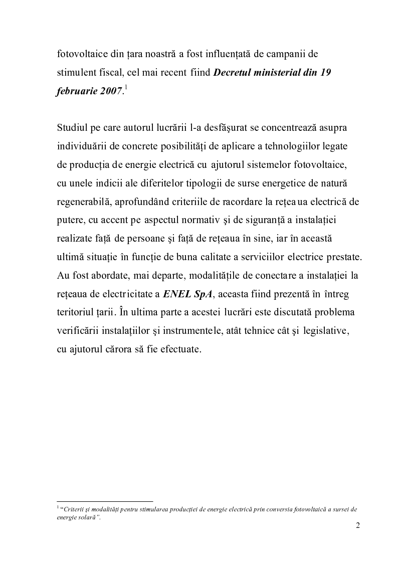 Anteprima della tesi: Criterii de execuţie, verificare finală şi autorizare a sistemelor fotovoltaice, Pagina 2