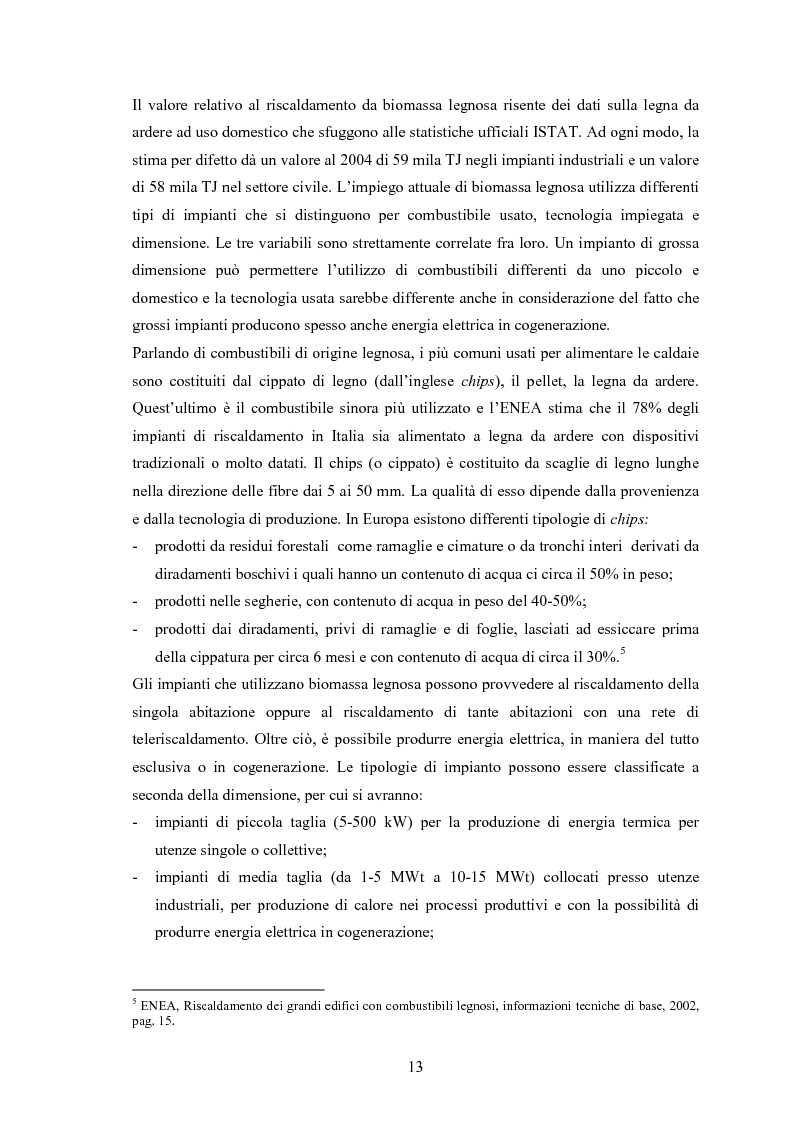 Estratto dalla tesi: La filiera legno-energia: un'analisi economica delle possibilità energetiche della biomassa da legno
