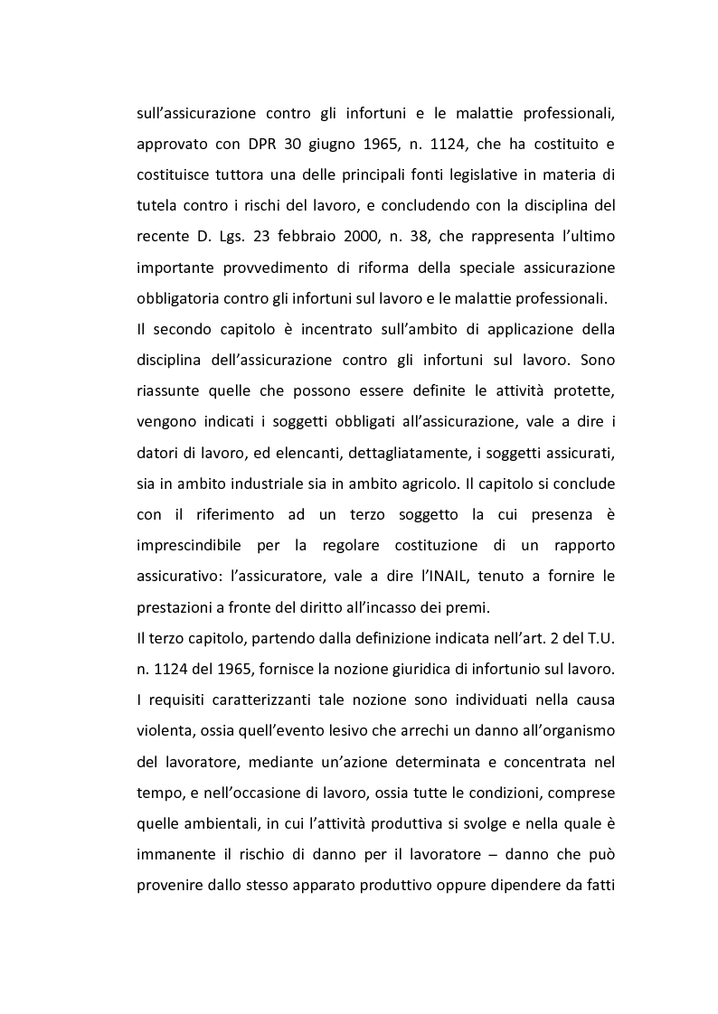 Anteprima della tesi: La nozione di infortunio sul lavoro, Pagina 2