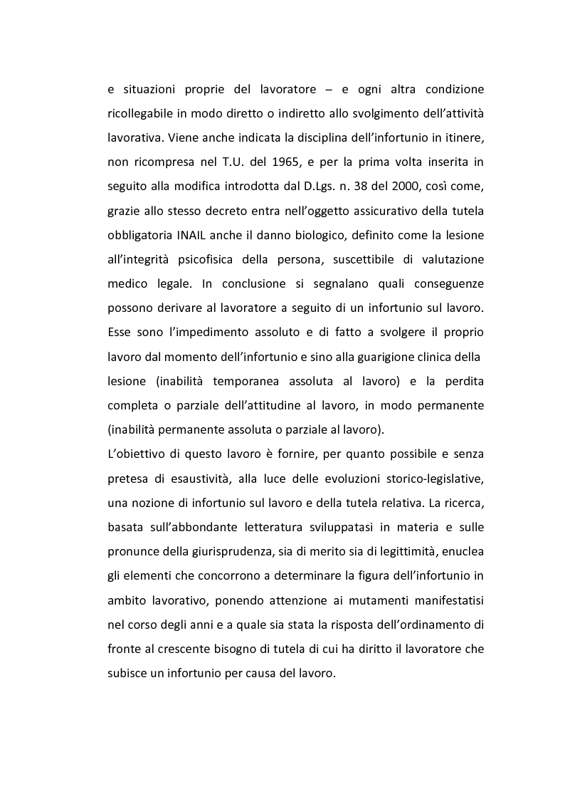 Anteprima della tesi: La nozione di infortunio sul lavoro, Pagina 3