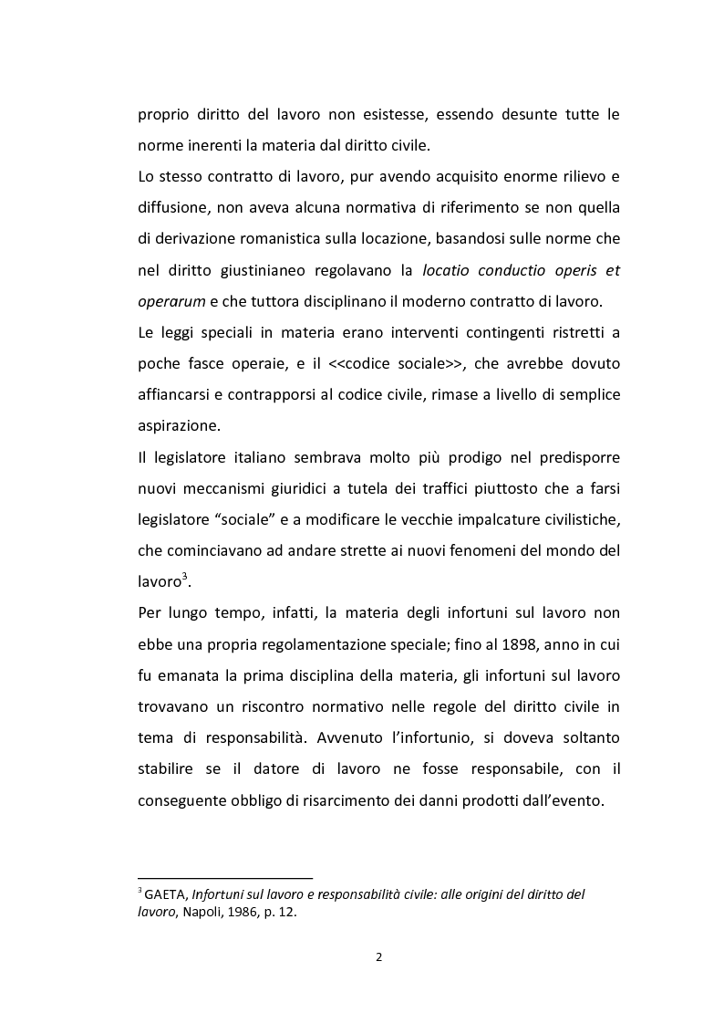 Anteprima della tesi: La nozione di infortunio sul lavoro, Pagina 5