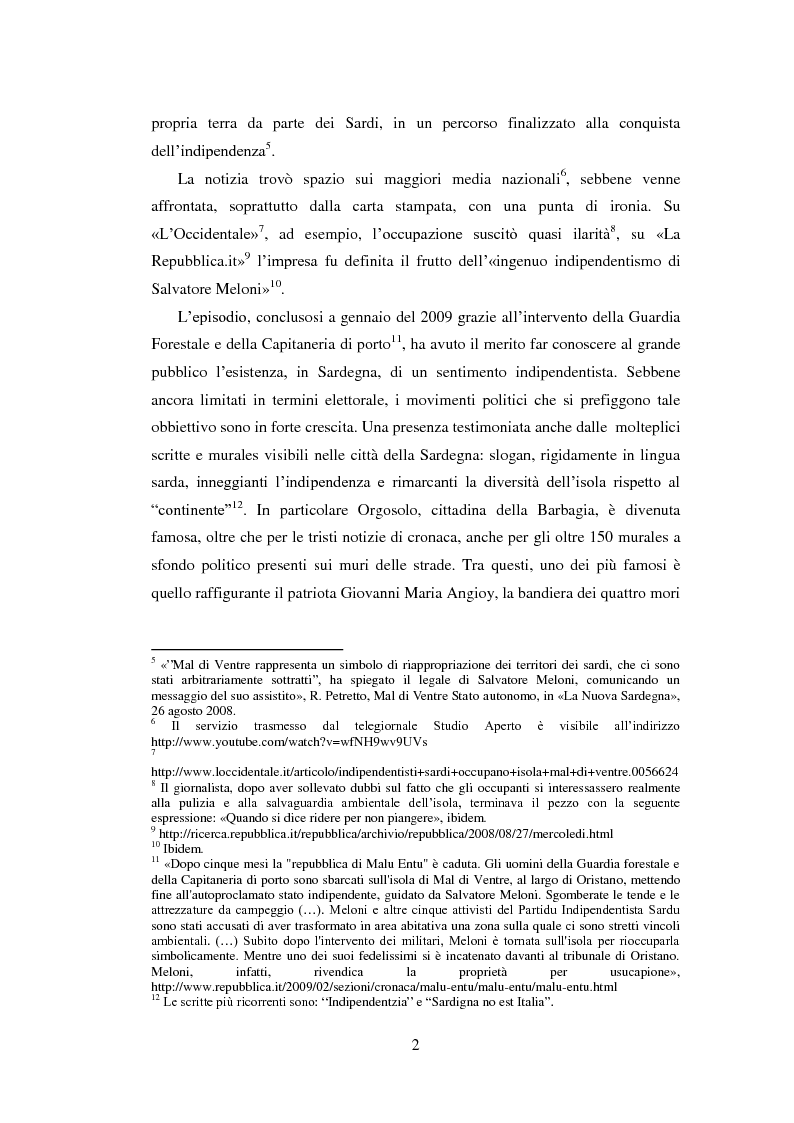 Anteprima della tesi: Sardigna no est Italia. Storia del movimento indipendentista sardo, Pagina 2