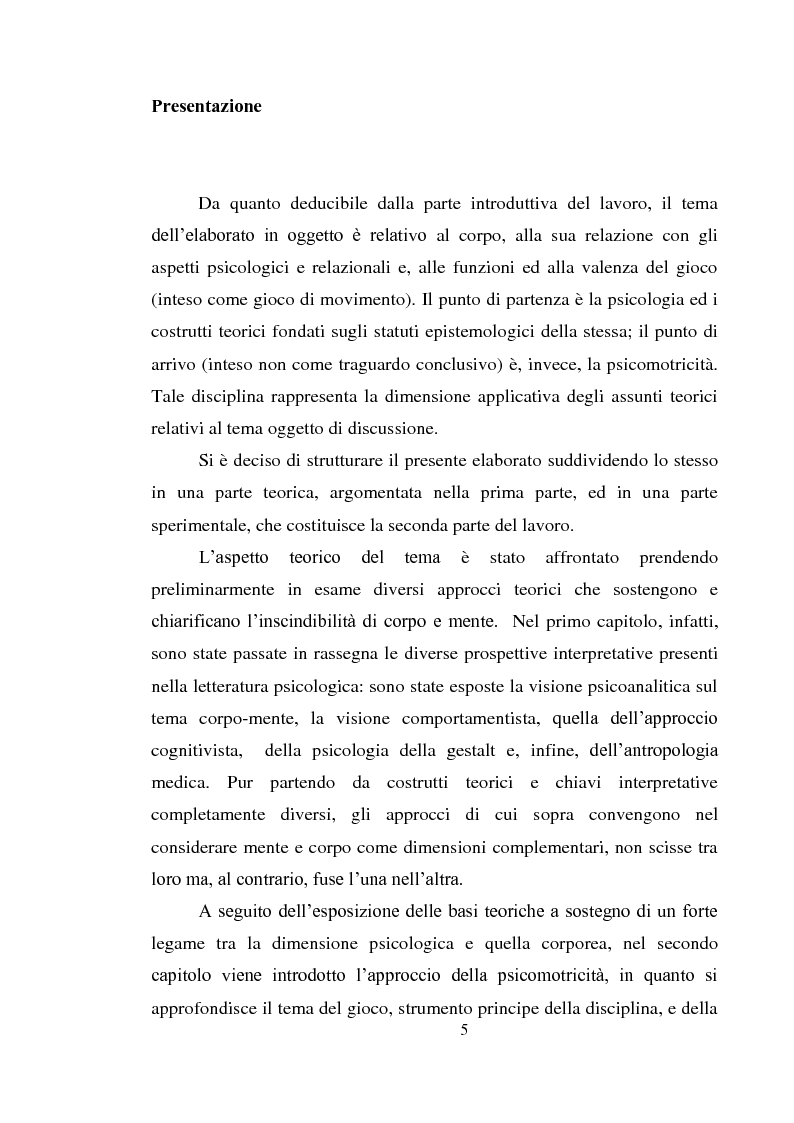 Estratto dalla tesi: Il gioco del corpo. Movimento come espressione ed esperienza di sé