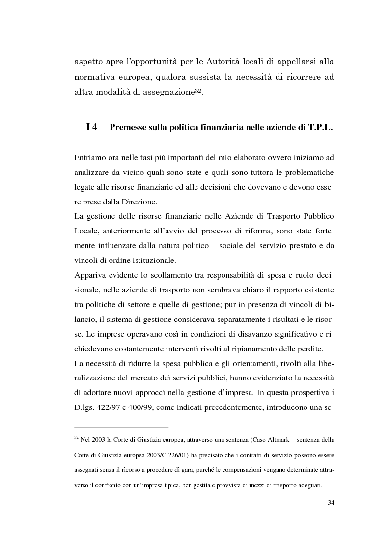 Estratto dalla tesi: Le imprese di pubblici trasporti locali - Problematiche di finanziamento dello sviluppo