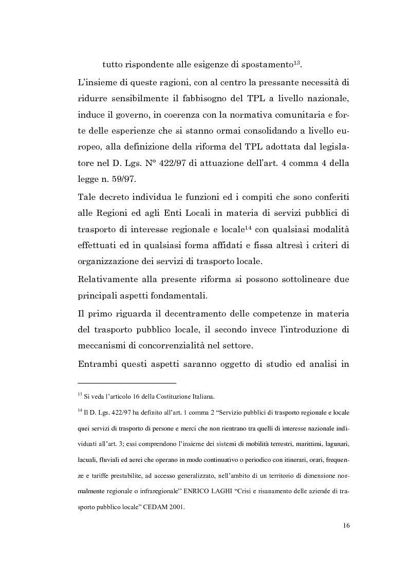 Anteprima della tesi: Le imprese di pubblici trasporti locali - Problematiche di finanziamento dello sviluppo, Pagina 13