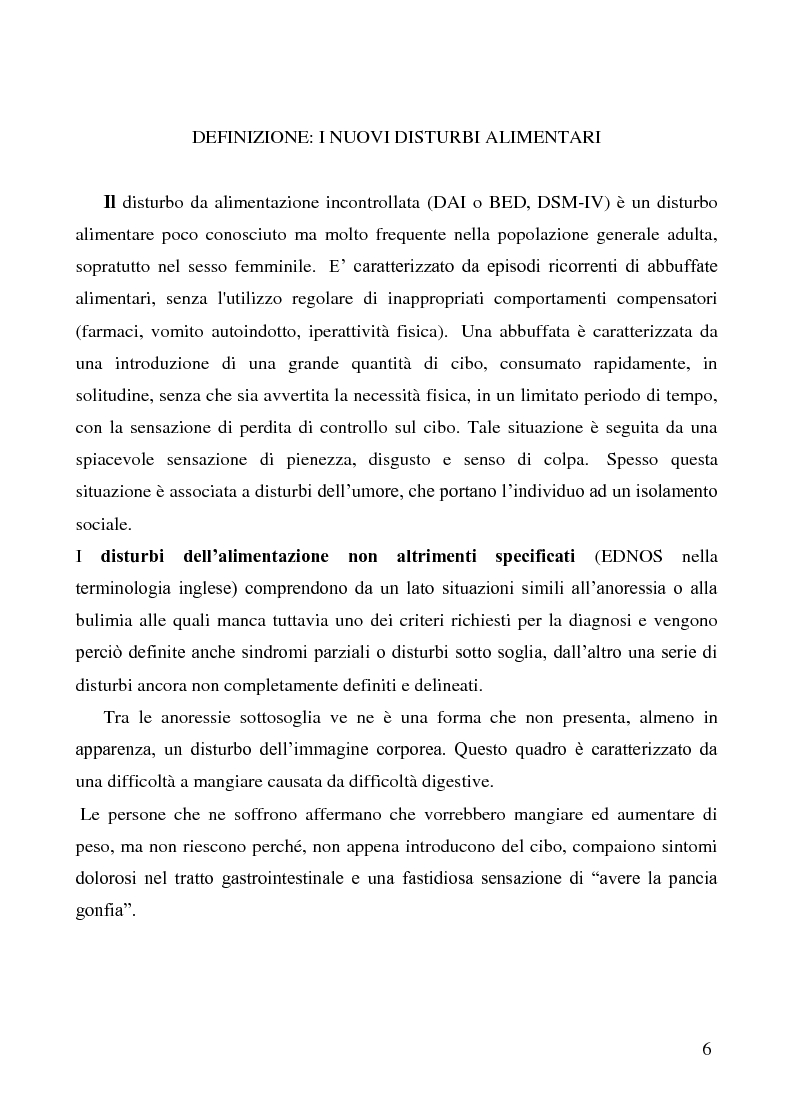 Anteprima della tesi: I nuovi disturbi del comportamento alimentare: B.E.D. - Ednos - Obesità. Diagnosi e cura, Pagina 4