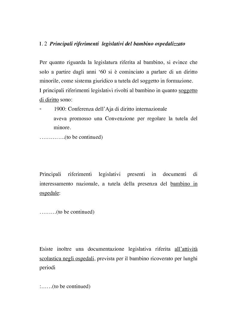 Anteprima della tesi: Un percorso educativo di preparazione all'intervento chirurgico del bambino e della famiglia: un'esperienza di lavoro nel reparto di Otorinolaringoiatria di Castel San Pietro Terme, Pagina 2