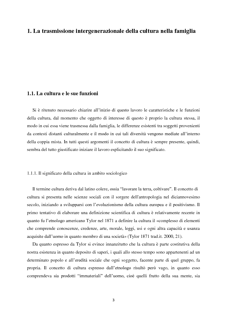 Anteprima della tesi: La mediazione delle differenze culturali e la trasmissione del patrimonio generazionale nelle famiglie miste, Pagina 3