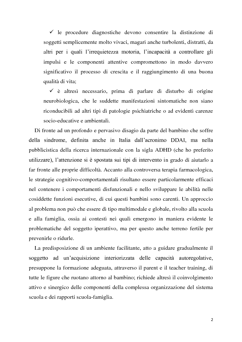 Anteprima della tesi: Disturbo dell'attenzione e dell'iperattività: descrizione di un caso, Pagina 2