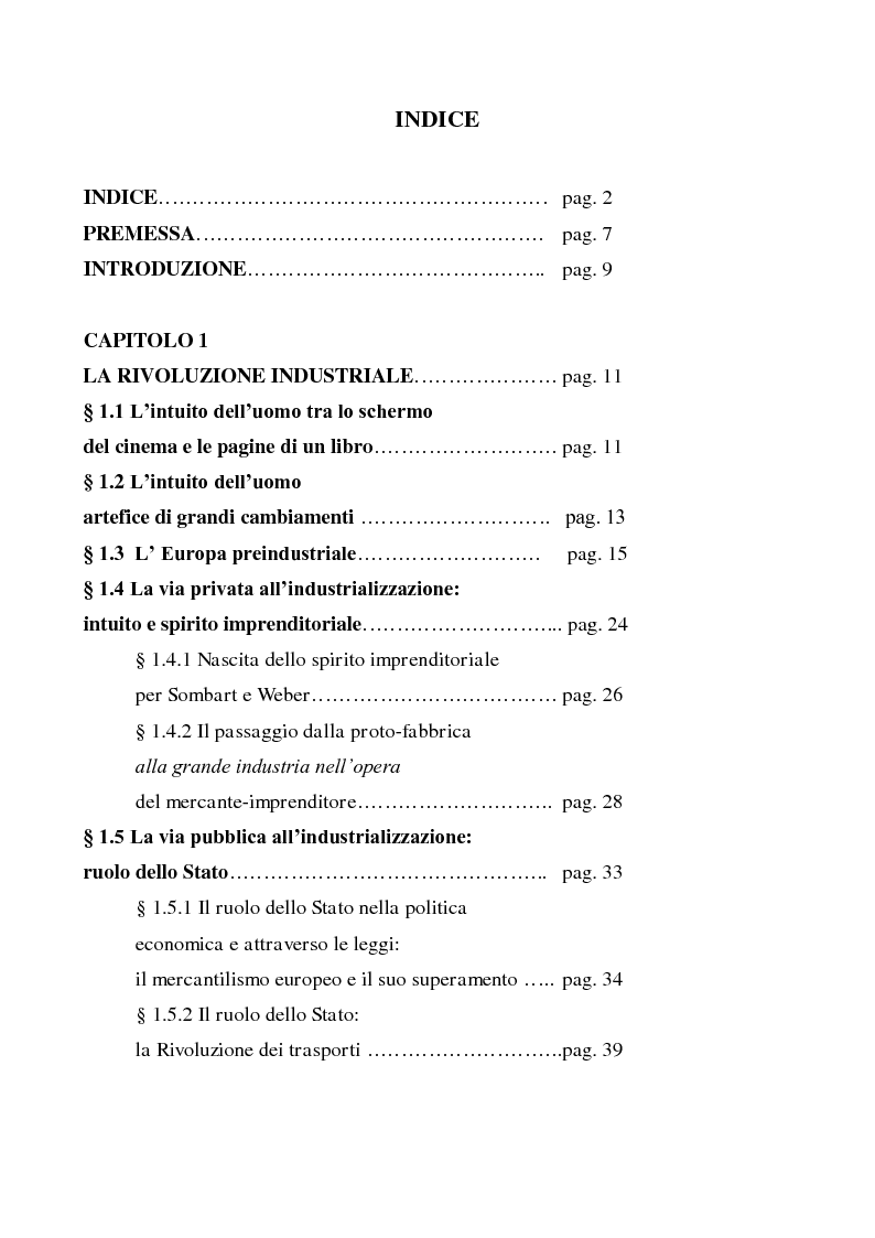 Indice della tesi: Guala: un'azienda italiana tra sviluppo territoriale e internazionalizzazione, Pagina 1