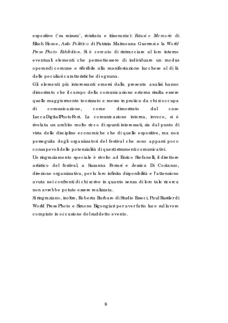 Anteprima della tesi: La comunicazione esterna ed interna di un evento culturale: il caso LuccaDigitalPhotoFest, Pagina 4