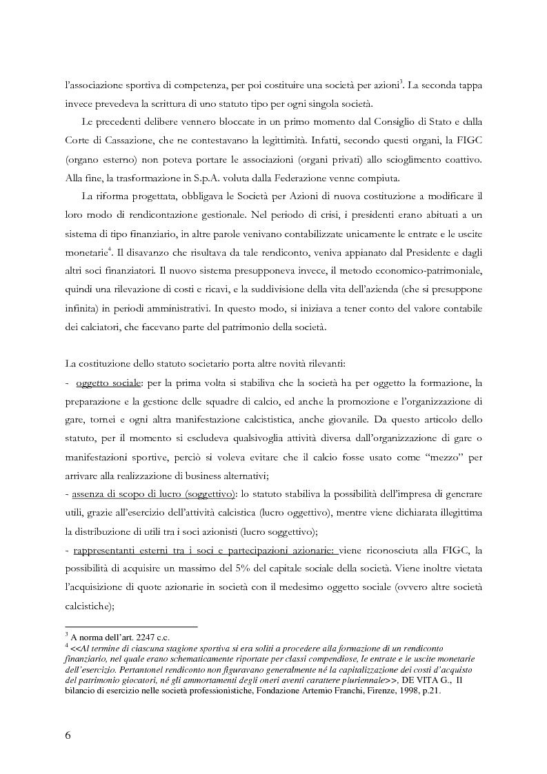 Anteprima della tesi: Il bilancio di esercizio delle società calcistiche quotate in borsa, Pagina 6