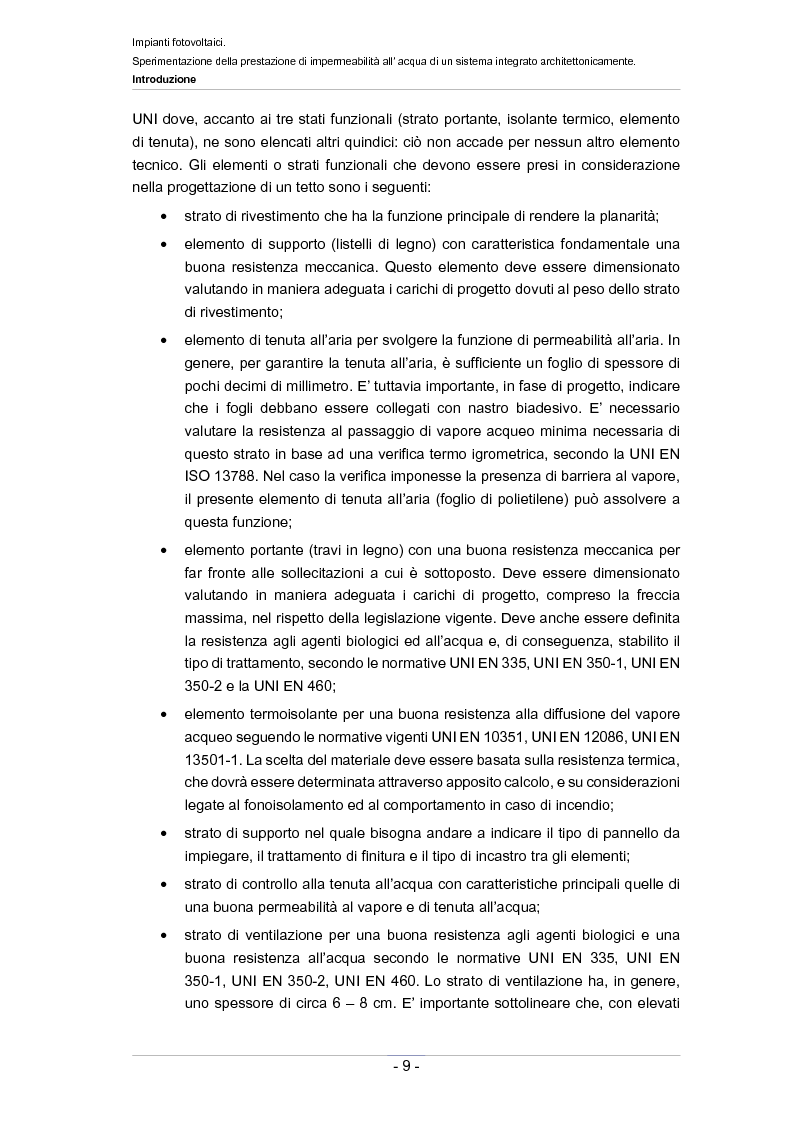 Anteprima della tesi: Impianti fotovoltaici. Sperimentazione della prestazione di impermeabilità all'acqua di un sistema integrato architettonicamente, Pagina 4