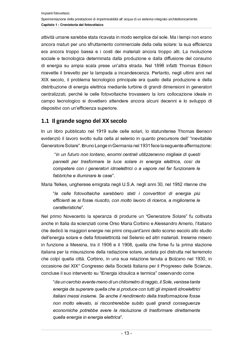 Anteprima della tesi: Impianti fotovoltaici. Sperimentazione della prestazione di impermeabilità all'acqua di un sistema integrato architettonicamente, Pagina 8