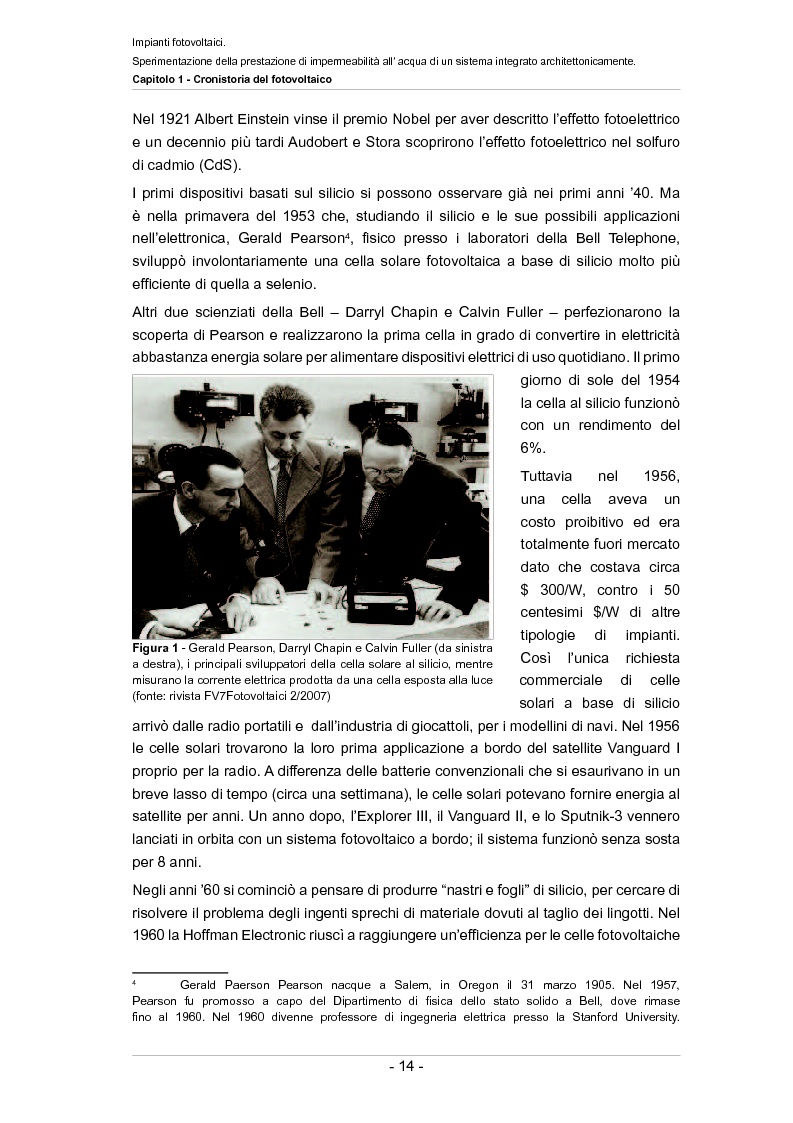 Anteprima della tesi: Impianti fotovoltaici. Sperimentazione della prestazione di impermeabilità all'acqua di un sistema integrato architettonicamente, Pagina 9