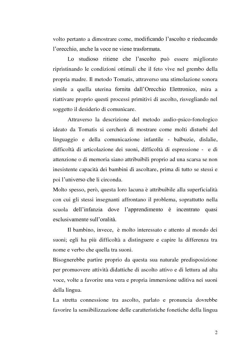Anteprima della tesi: ''Essi non ascoltano. Hanno le orecchie e sono sordi... Sentono e non ascoltano...''. Lo sviluppo delle capacità d'ascolto nella scuola dell'infanzia, Pagina 3