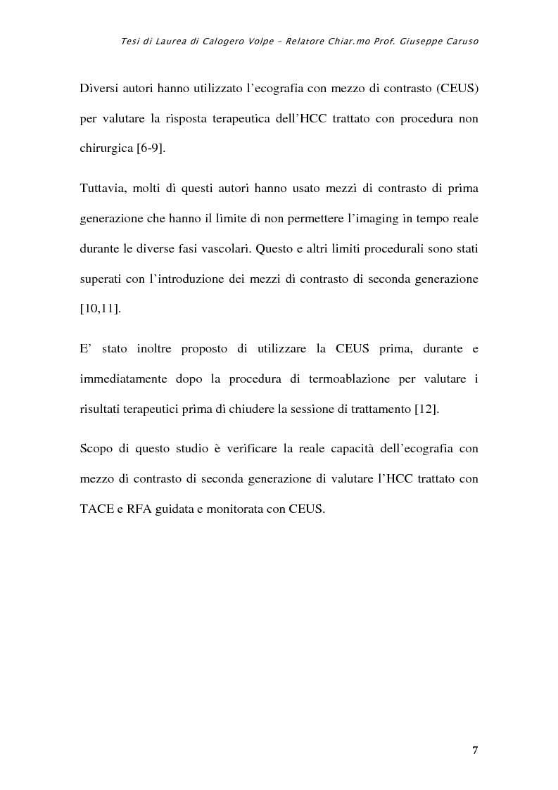 Anteprima della tesi: Valutazione della risposta post-trattamento dell'epatocarcinoma: confronto tra ecografia con mezzo di contrasto di seconda generazione e TC multidetettore, Pagina 2