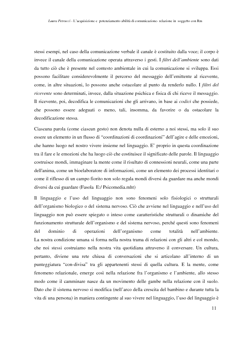 Estratto dalla tesi: L’acquisizione e il potenziamento delle abilità di comunicazione-relazione in un soggetto con Rm