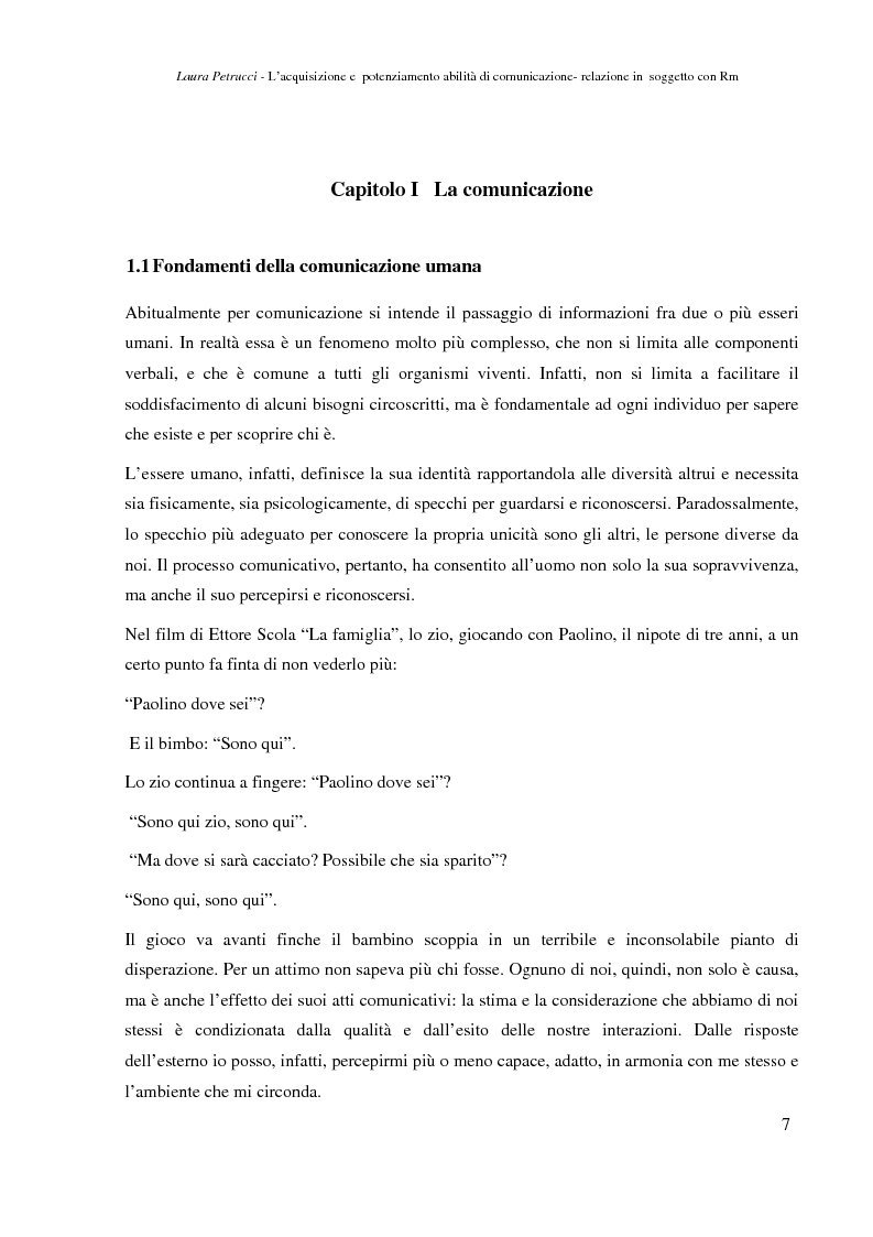 Anteprima della tesi: L’acquisizione e il potenziamento delle abilità di comunicazione-relazione in un soggetto con Rm, Pagina 5