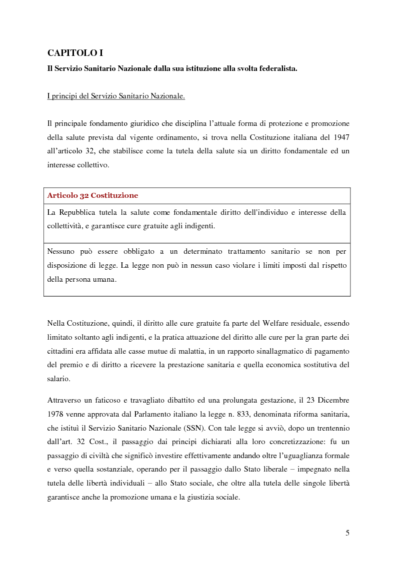 Anteprima della tesi: Le principali tappe evolutive del Servizio Sanitario Nazionale. La svolta federalista e alcune peculiarità dei servizi sanitari regionali di Veneto, Emilia Romagna e Lombardia., Pagina 2